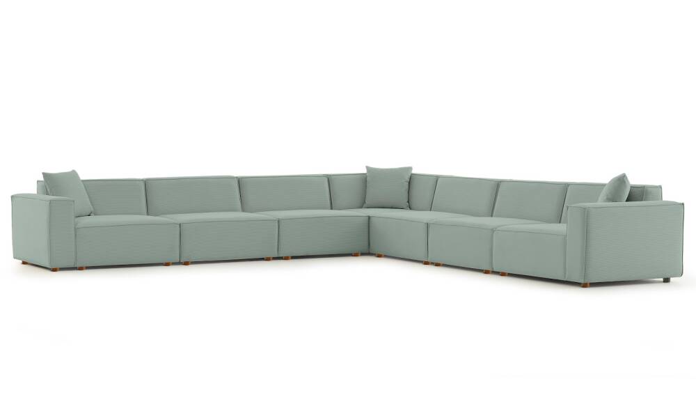 Asana 6 Tekli Köşe Fitilli Kadife Pastel Mavi - 4