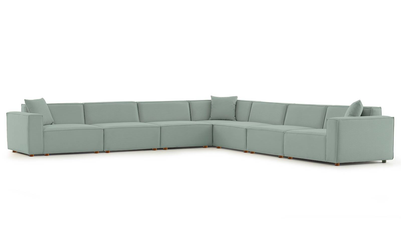 Asana 6 Tekli Köşe Fitilli Kadife Pastel Mavi - 4