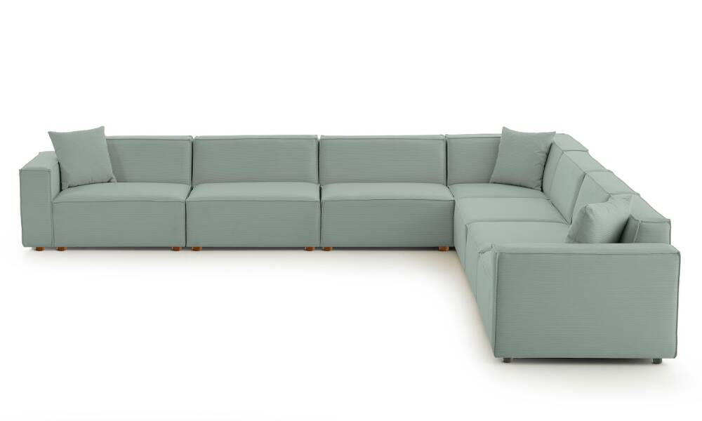 Asana 6 Tekli Köşe Fitilli Kadife Pastel Mavi - 5