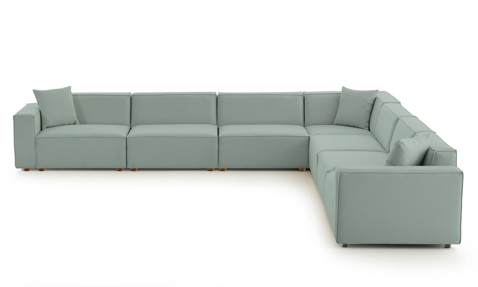 Asana 6 Tekli Köşe Fitilli Kadife Pastel Mavi - 5