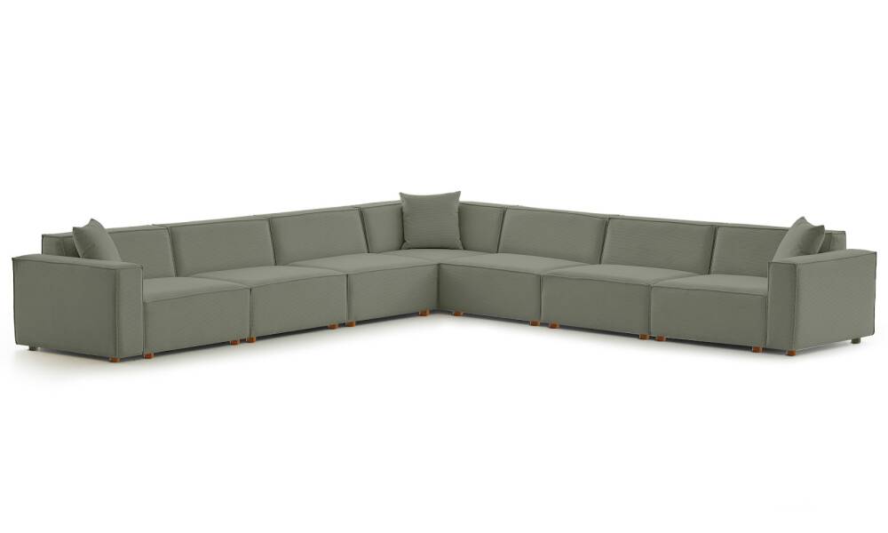 Asana 6 Tekli Köşe Fitilli Kadife Su Yeşili