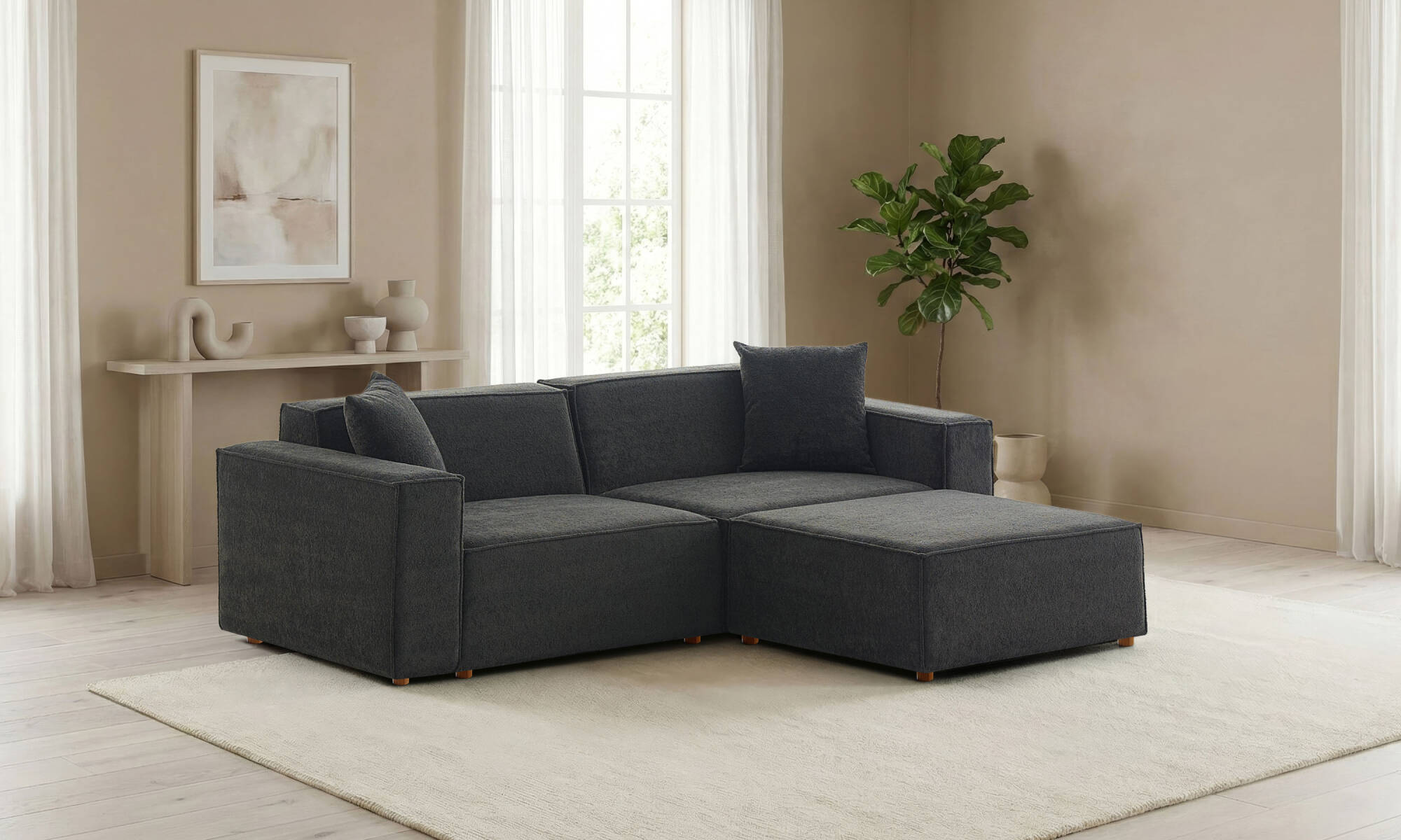 Asana Üçlü ve Puf - Bukle - 2