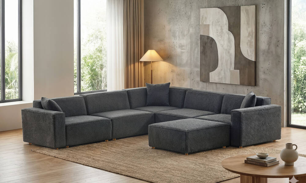 Asana 4 Tekli Köşe ve Puf - Bukle (1)