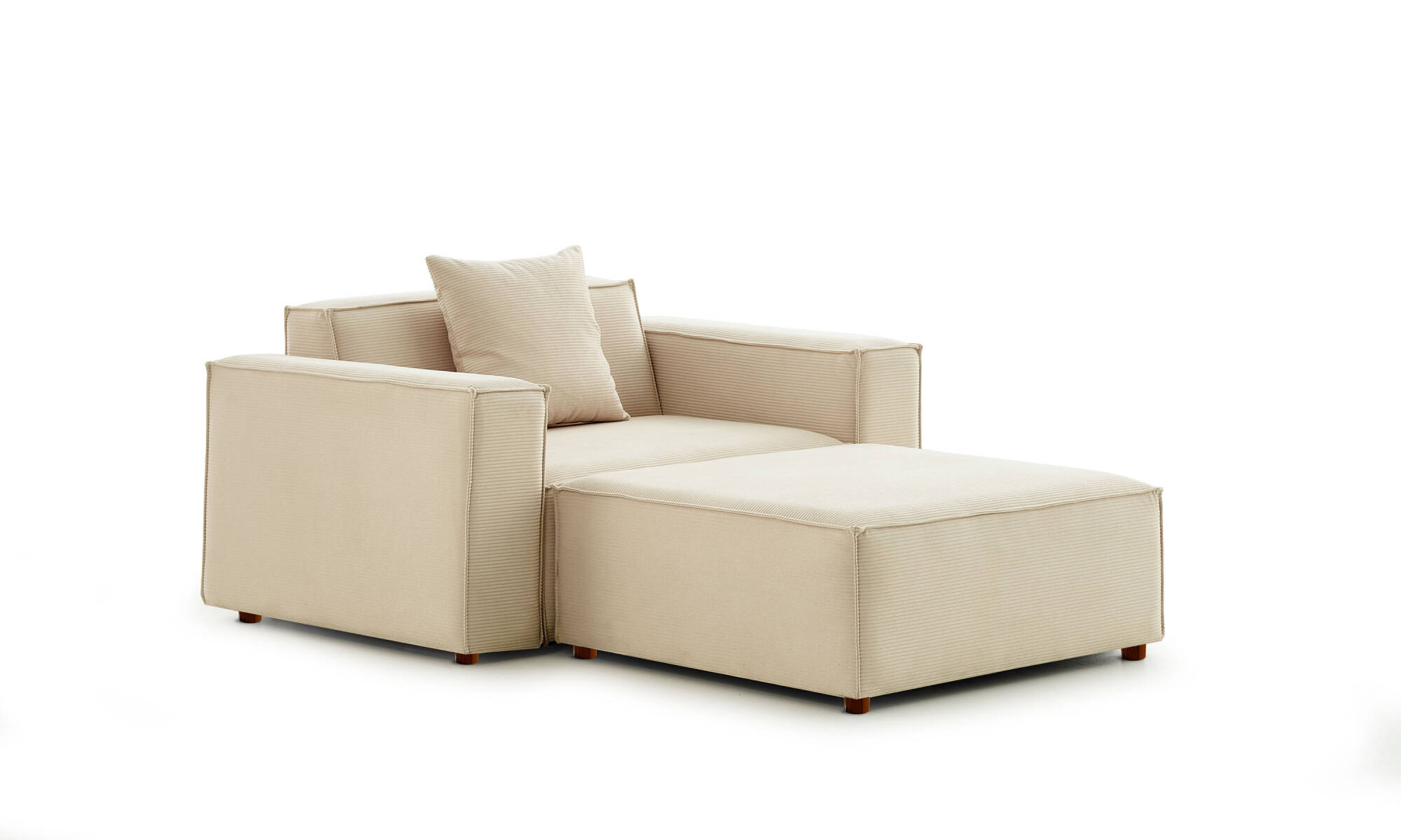 Asana Tekli ve Puf - Fitilli Kadife - 3