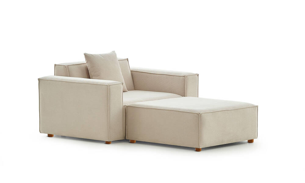 Asana Tekli ve Puf - Fitilli Kadife