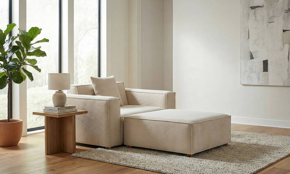 Asana Tekli ve Puf - Fitilli Kadife (1)