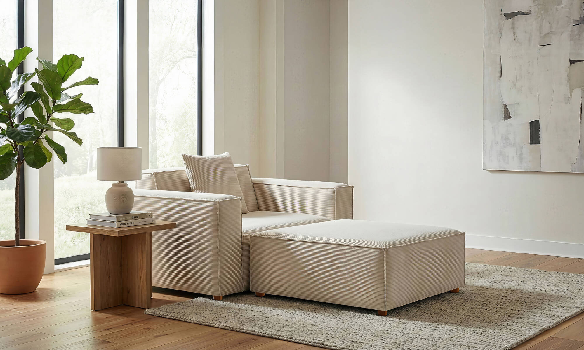 Asana Tekli ve Puf - Fitilli Kadife - 2