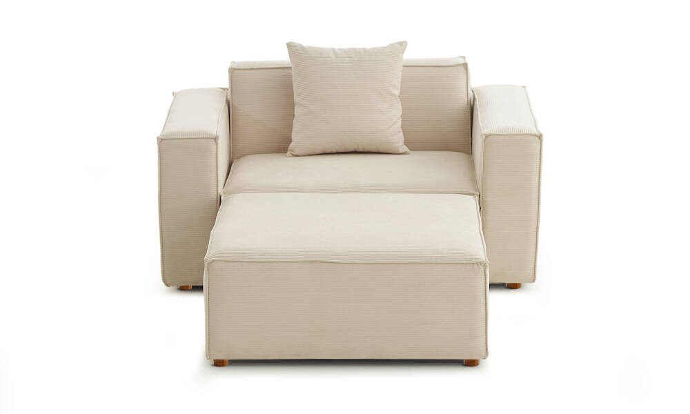 Asana Tekli ve Puf - Fitilli Kadife - 7