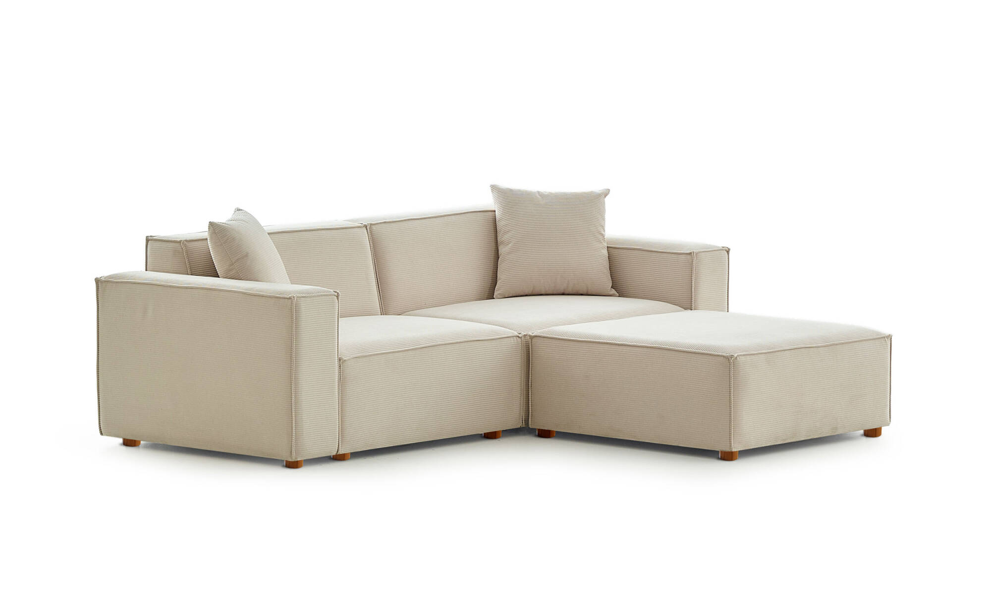 Asana Üçlü ve Puf - Fitilli Kadife - 1