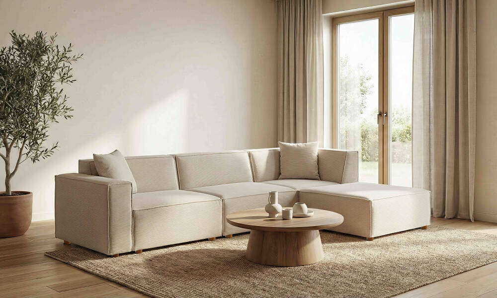 Asana 3 Tekli ve Puf - Fitilli Kadife (1)