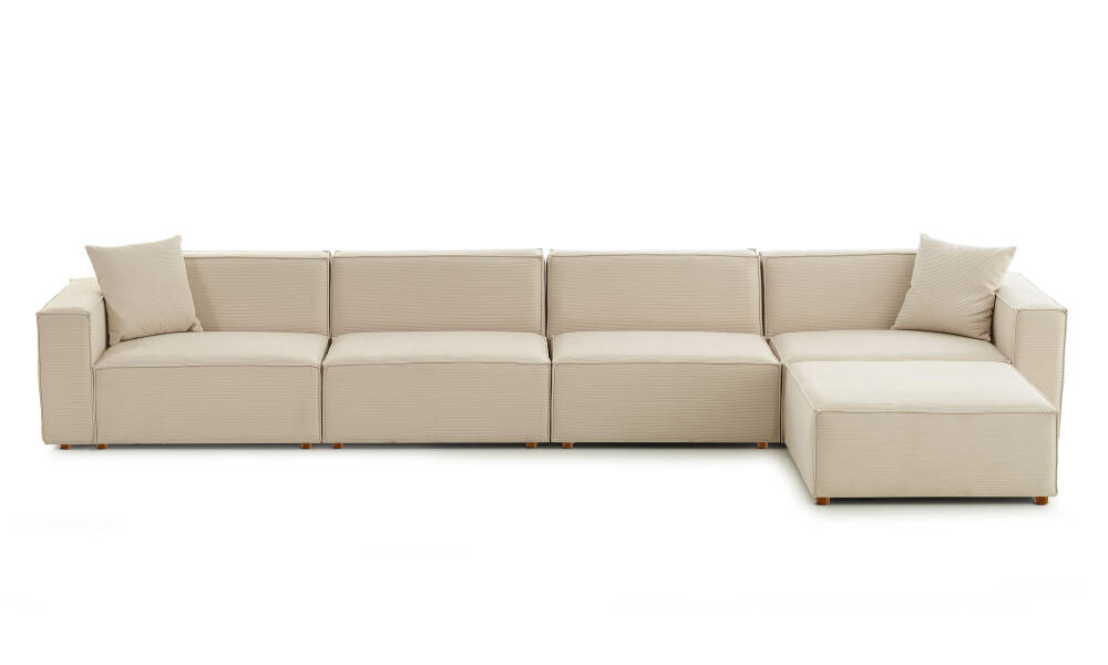 Asana 4 Tekli ve Puf - Fitilli Kadife - 3