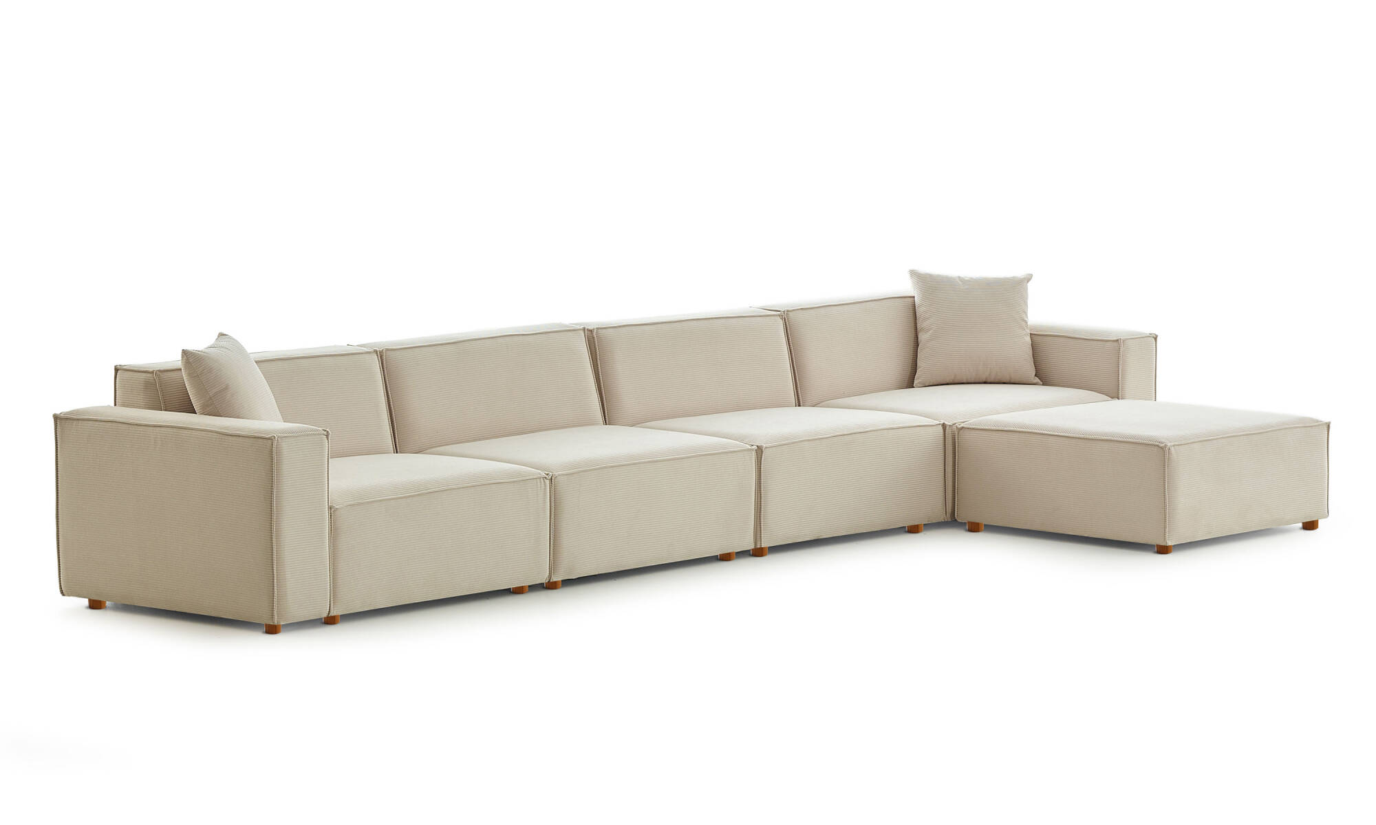 Asana 4 Tekli ve Puf - Fitilli Kadife - 1