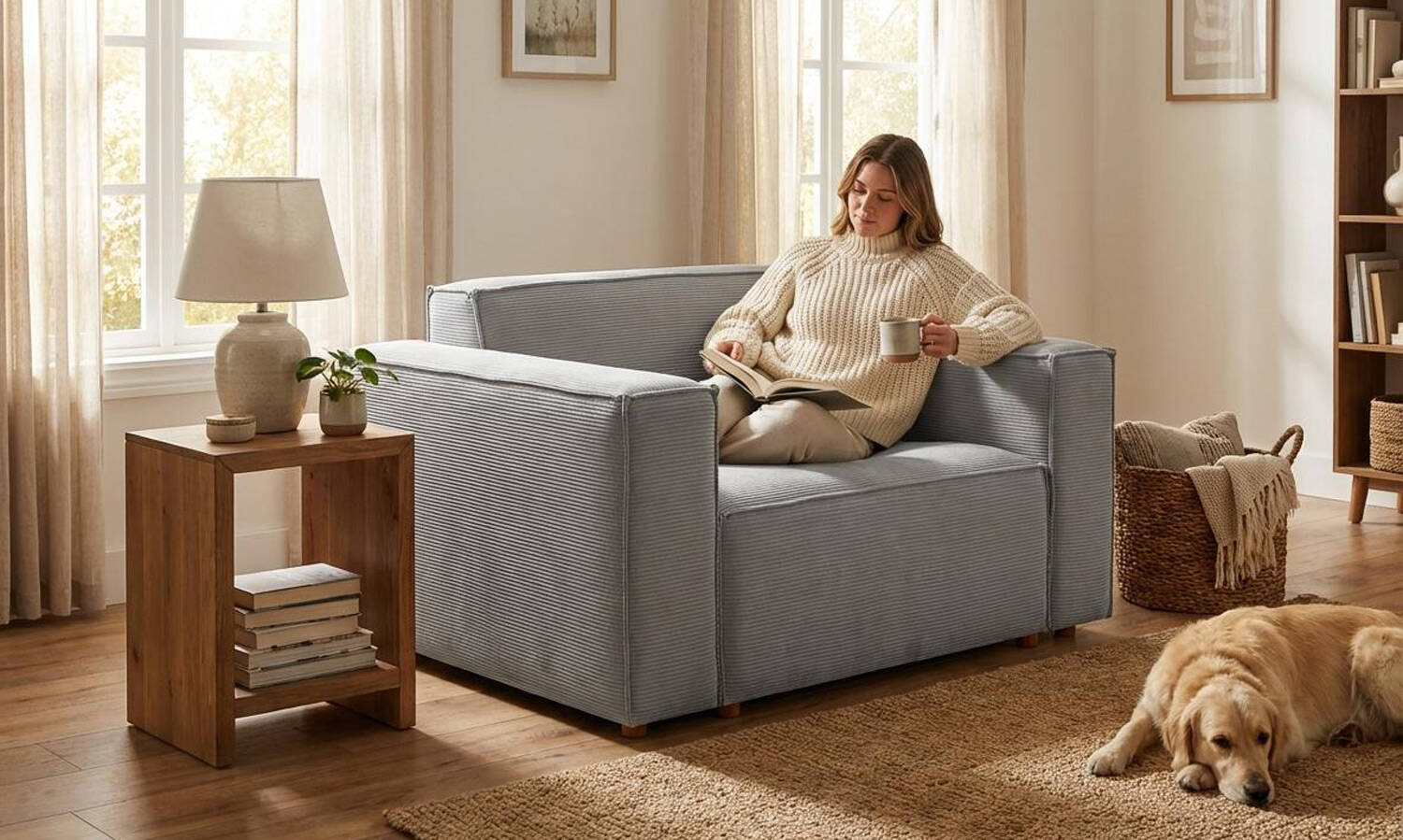 Asana Tekli Fitilli Kadife Gri - 2