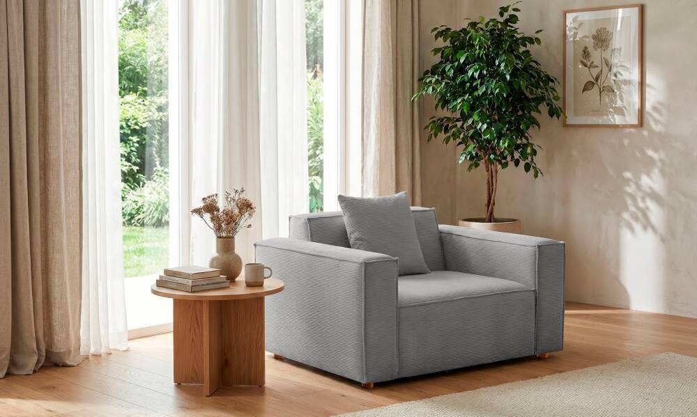 Asana Tekli Fitilli Kadife Gri - 3