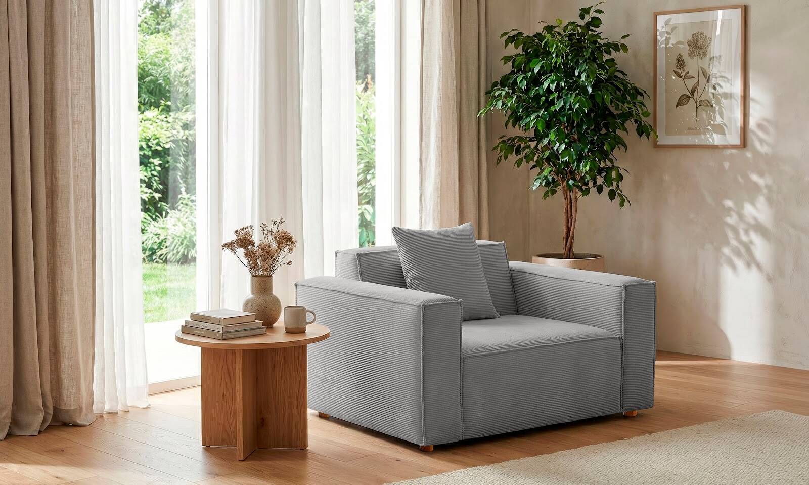 Asana Tekli Fitilli Kadife Gri - 3