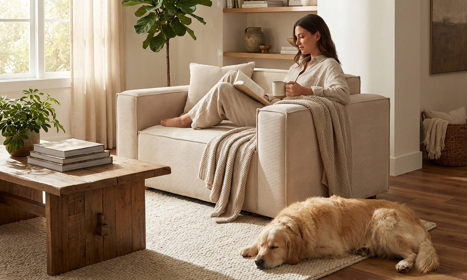 Asana Tekli Fitilli Kadife Krem - 2