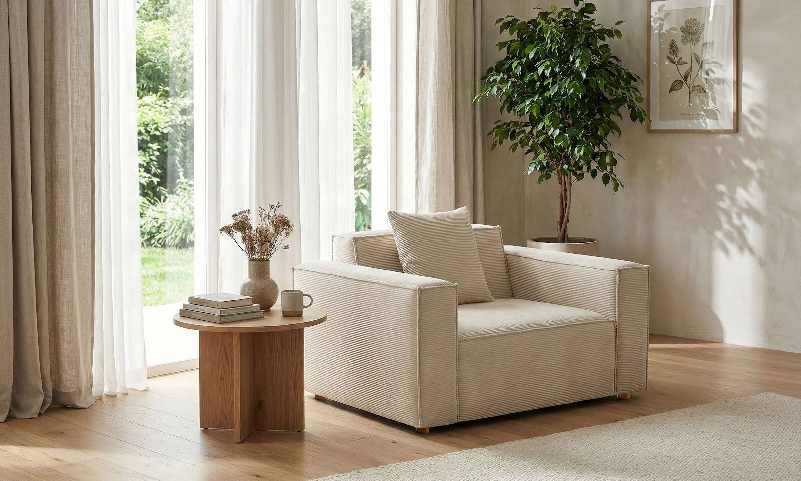 Asana Tekli Fitilli Kadife Krem - 3