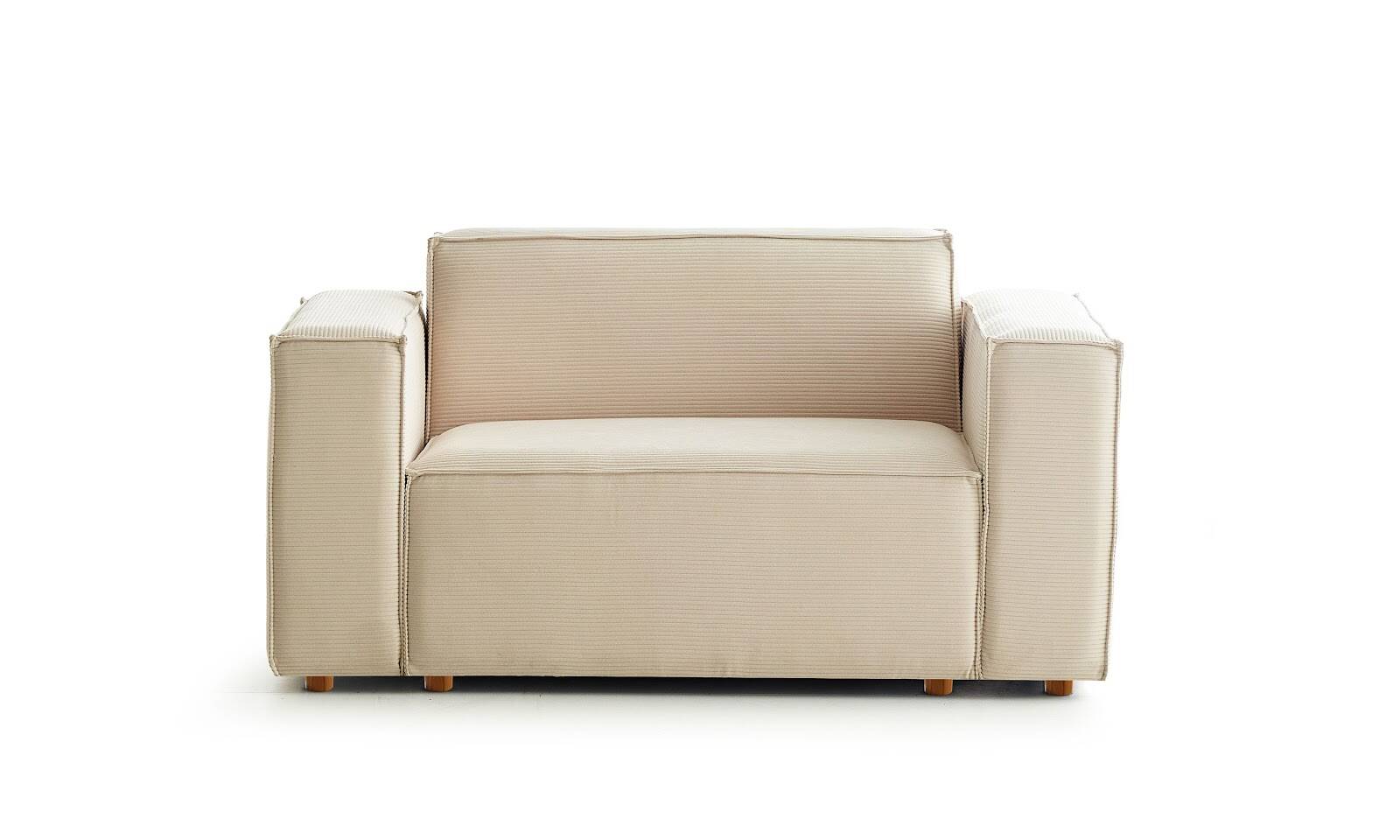 Asana Tekli Fitilli Kadife Krem - 1