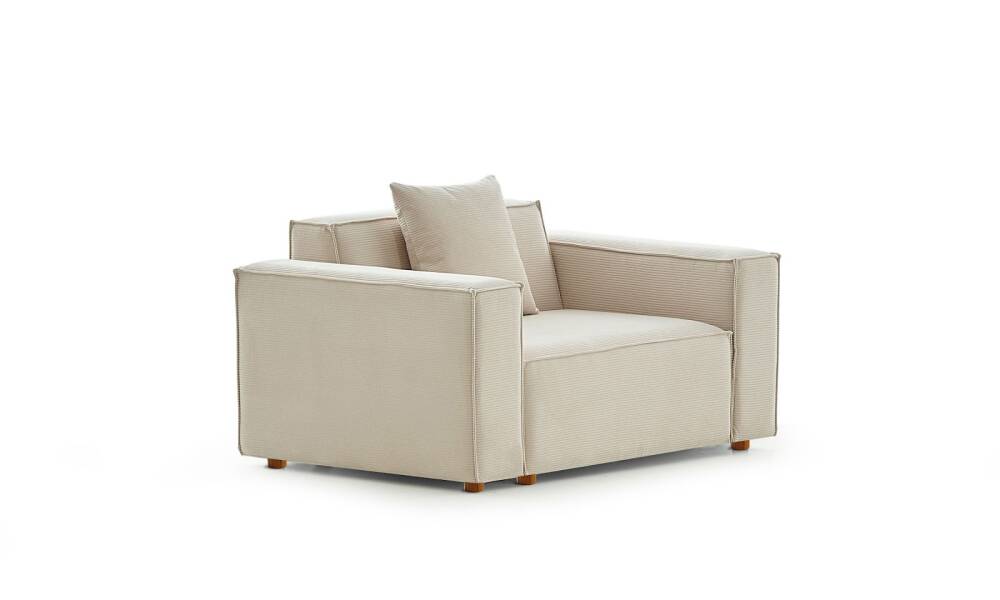 Asana Tekli Fitilli Kadife Krem - 5