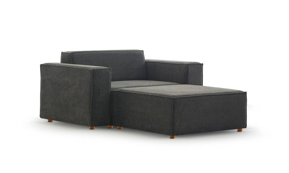 Asana Tekli Puf Bukle Antrasit - 3