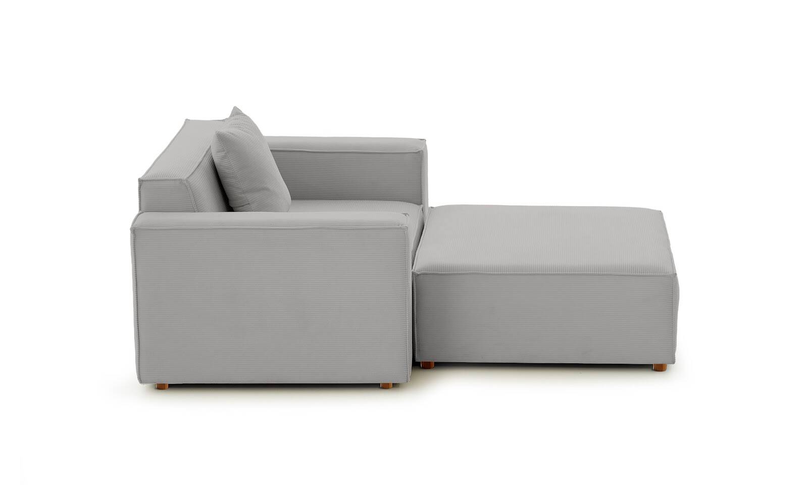 Asana Tekli Puf Fitilli Kadife Gri - 9