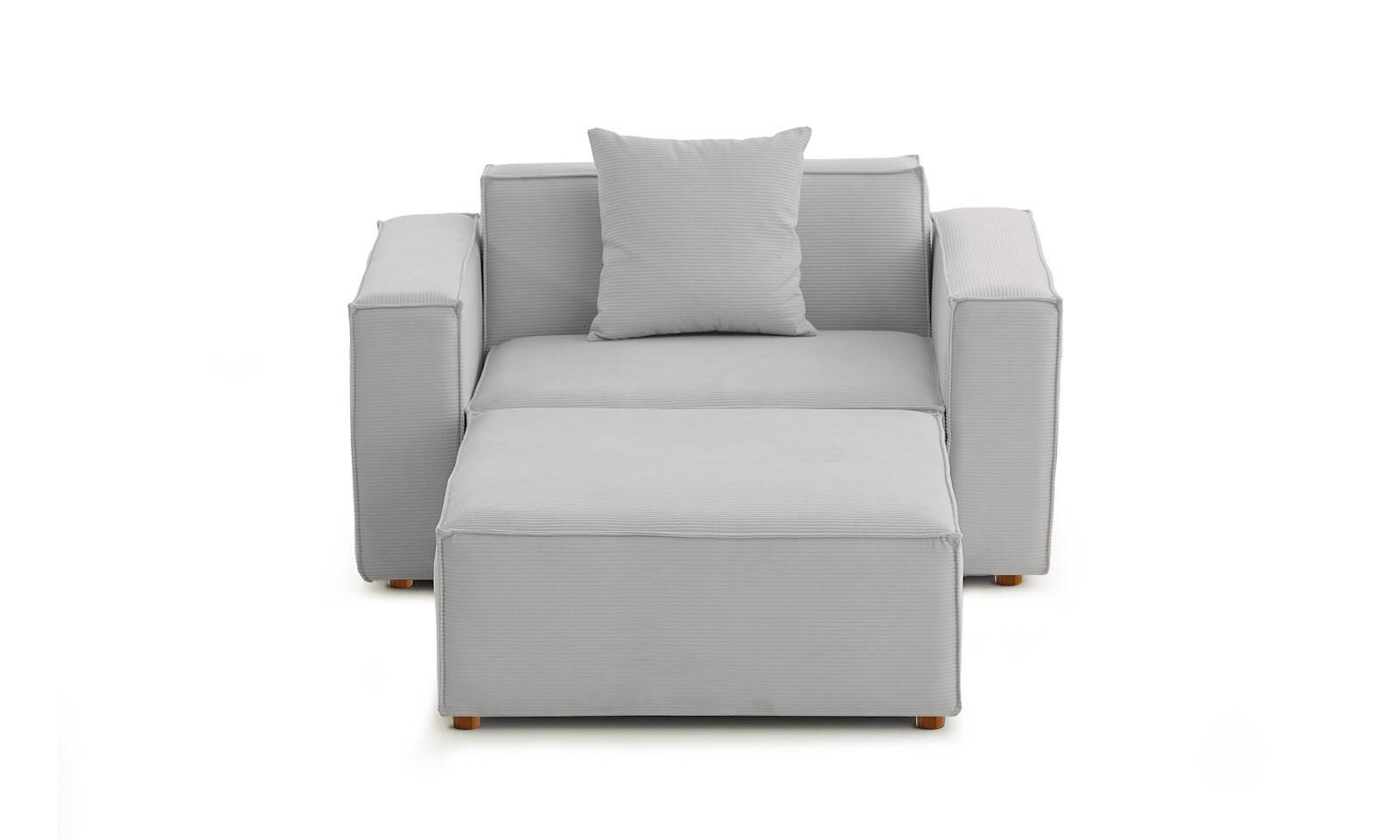 Asana Tekli Puf Fitilli Kadife Gri - 4