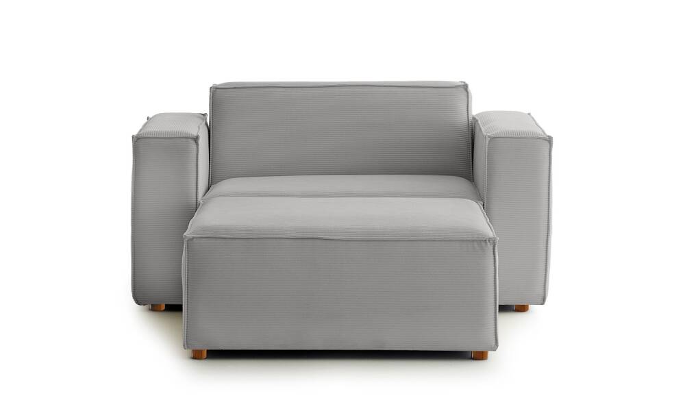 Asana Tekli Puf Fitilli Kadife Gri