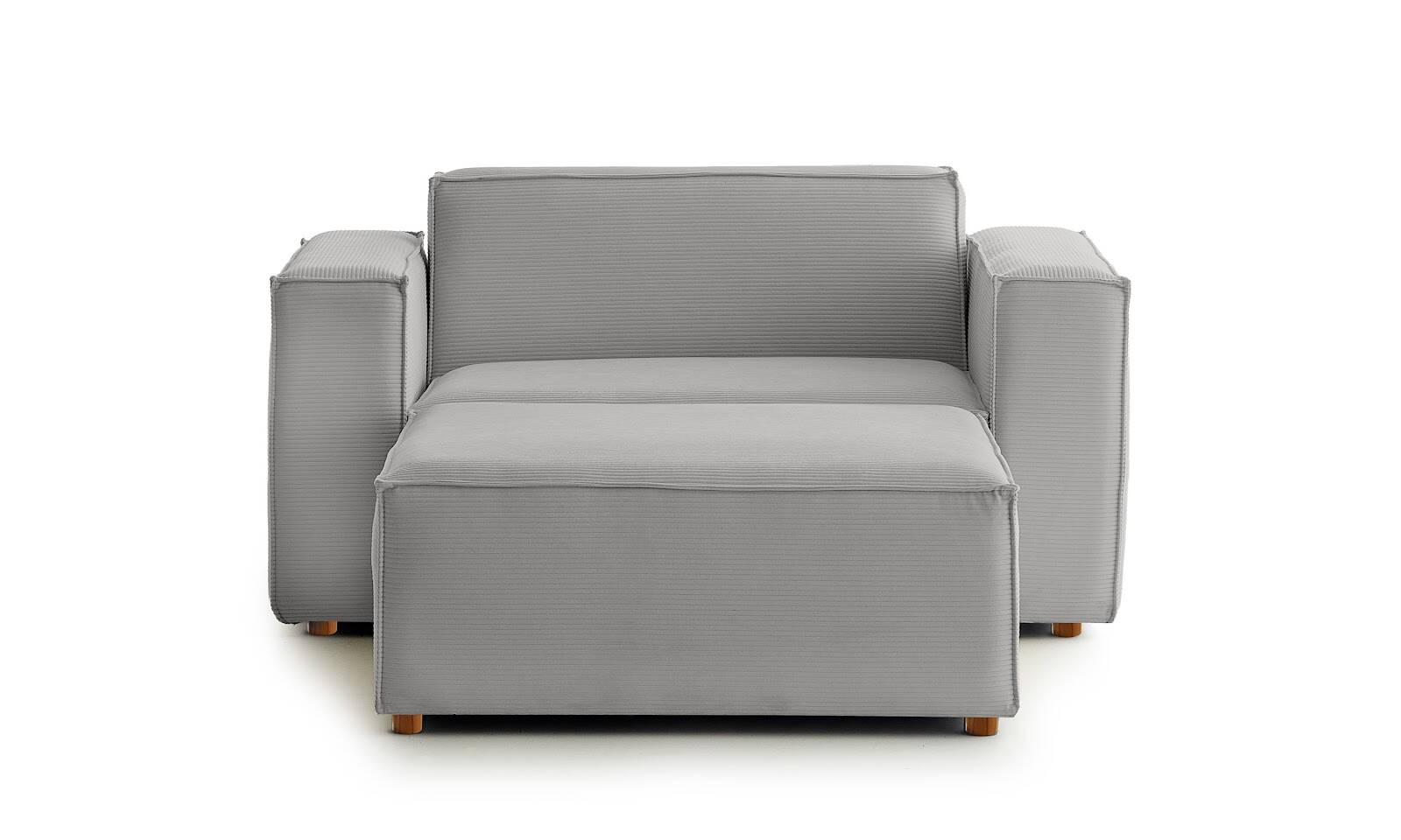 Asana Tekli Puf Fitilli Kadife Gri - 1