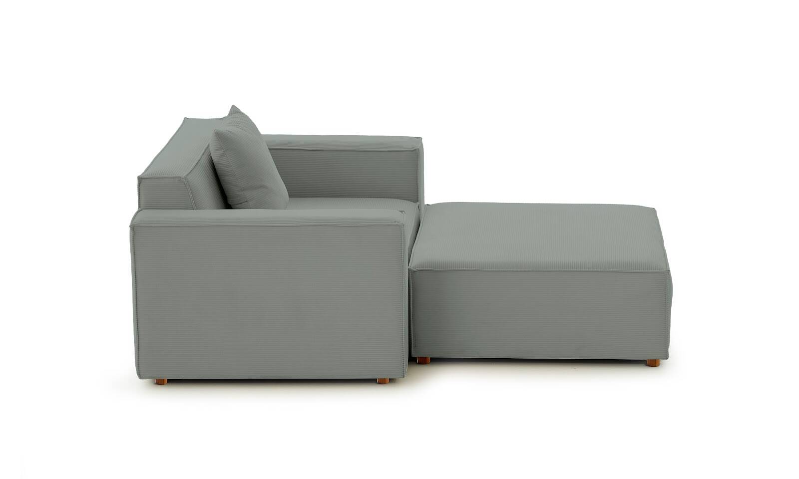 Asana Tekli Puf Fitilli Kadife Pastel Mavi - 6