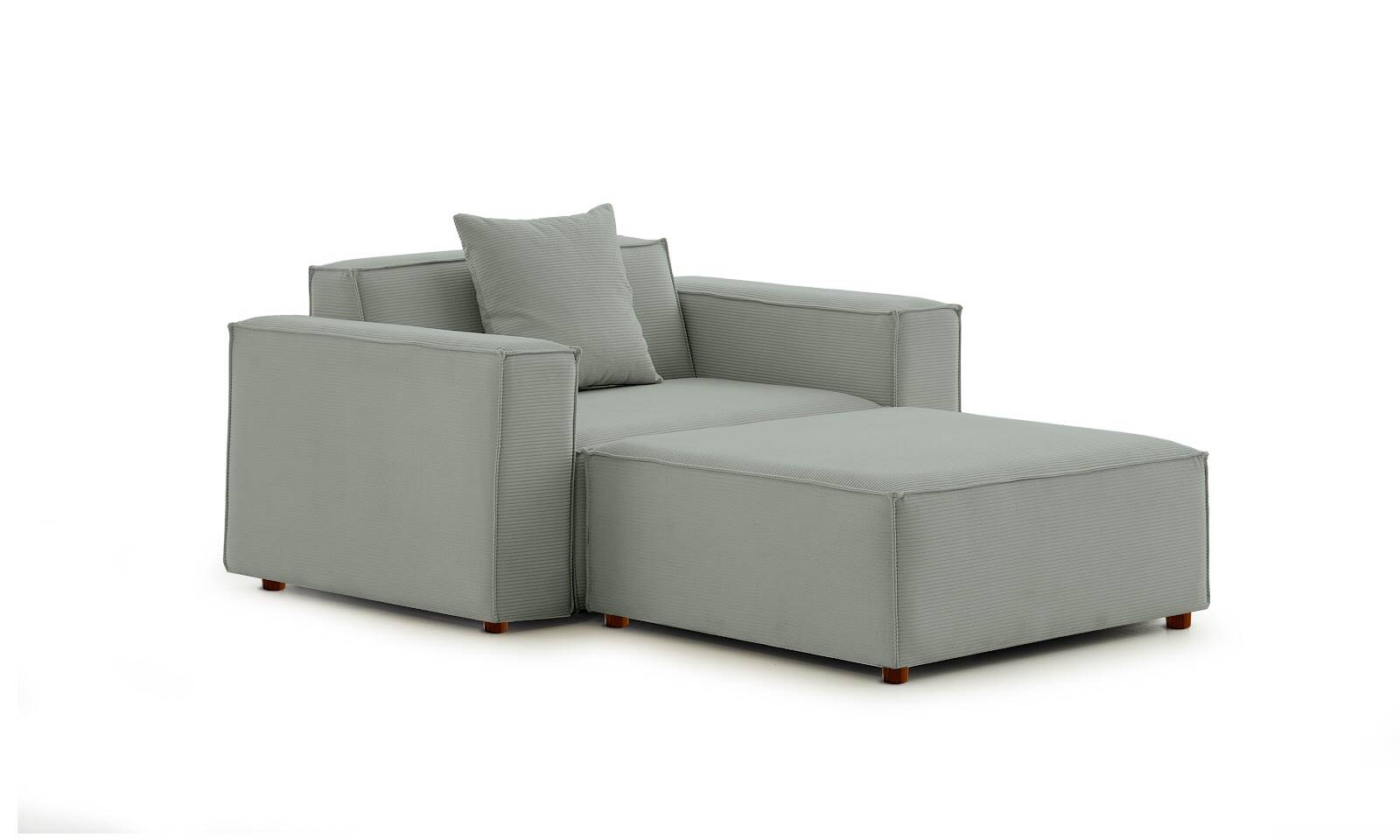 Asana Tekli Puf Fitilli Kadife Pastel Mavi - 5