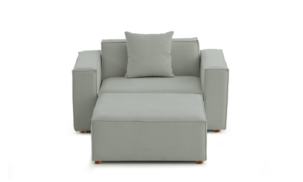 Asana Tekli Puf Fitilli Kadife Pastel Mavi - 3