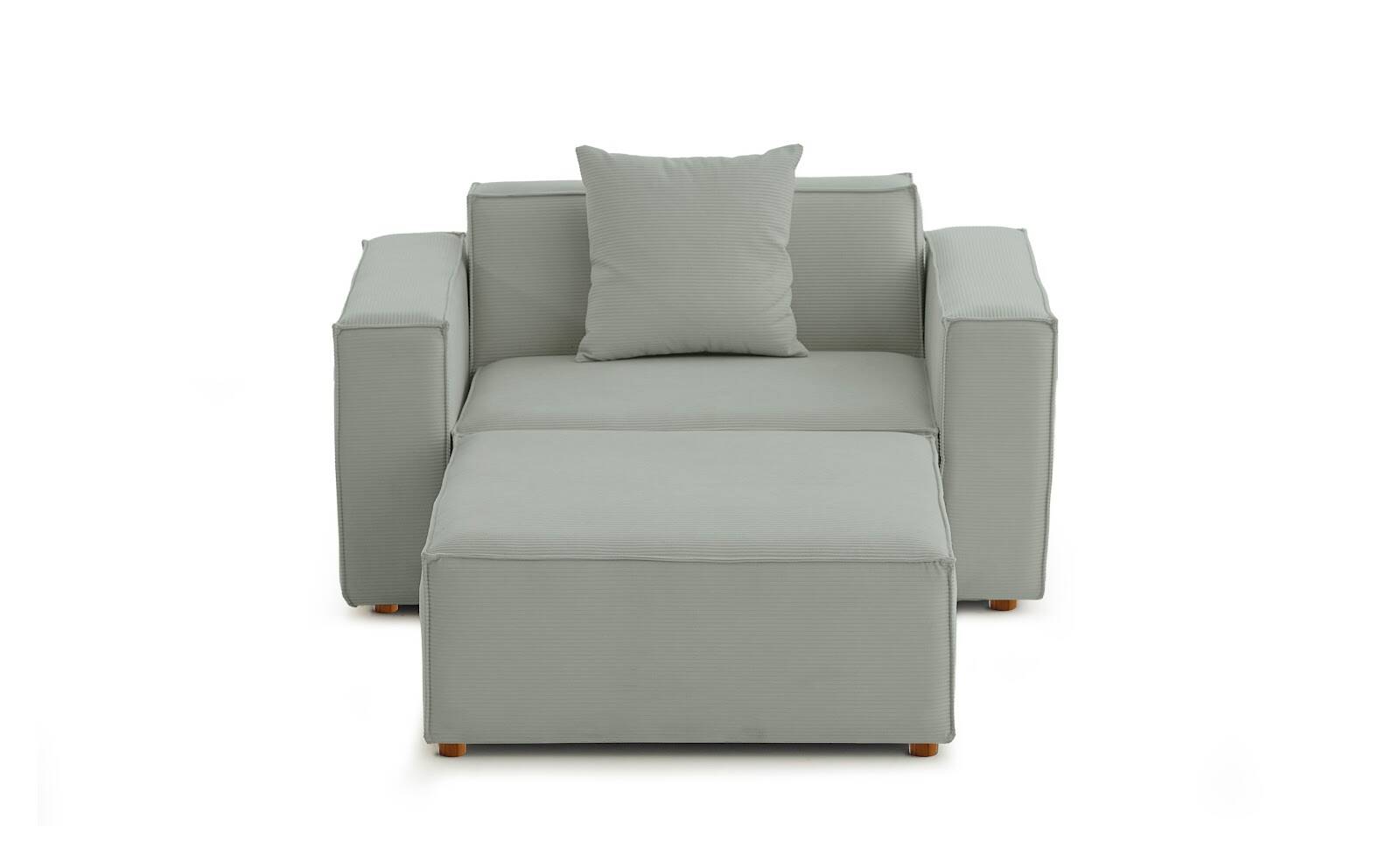 Asana Tekli Puf Fitilli Kadife Pastel Mavi - 3