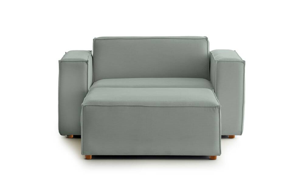 Asana Tekli Puf Fitilli Kadife Pastel Mavi