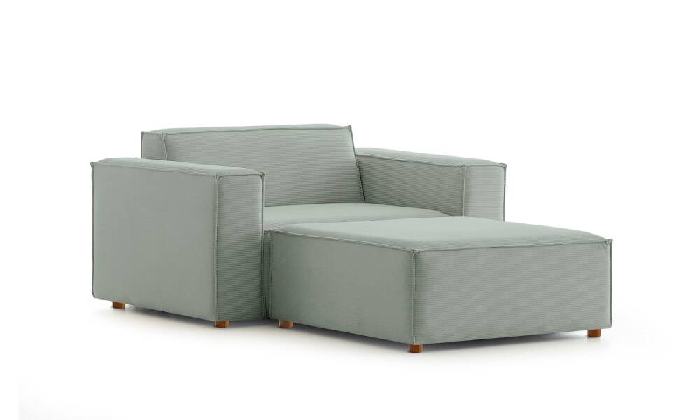 Asana Tekli Puf Fitilli Kadife Pastel Mavi - 4