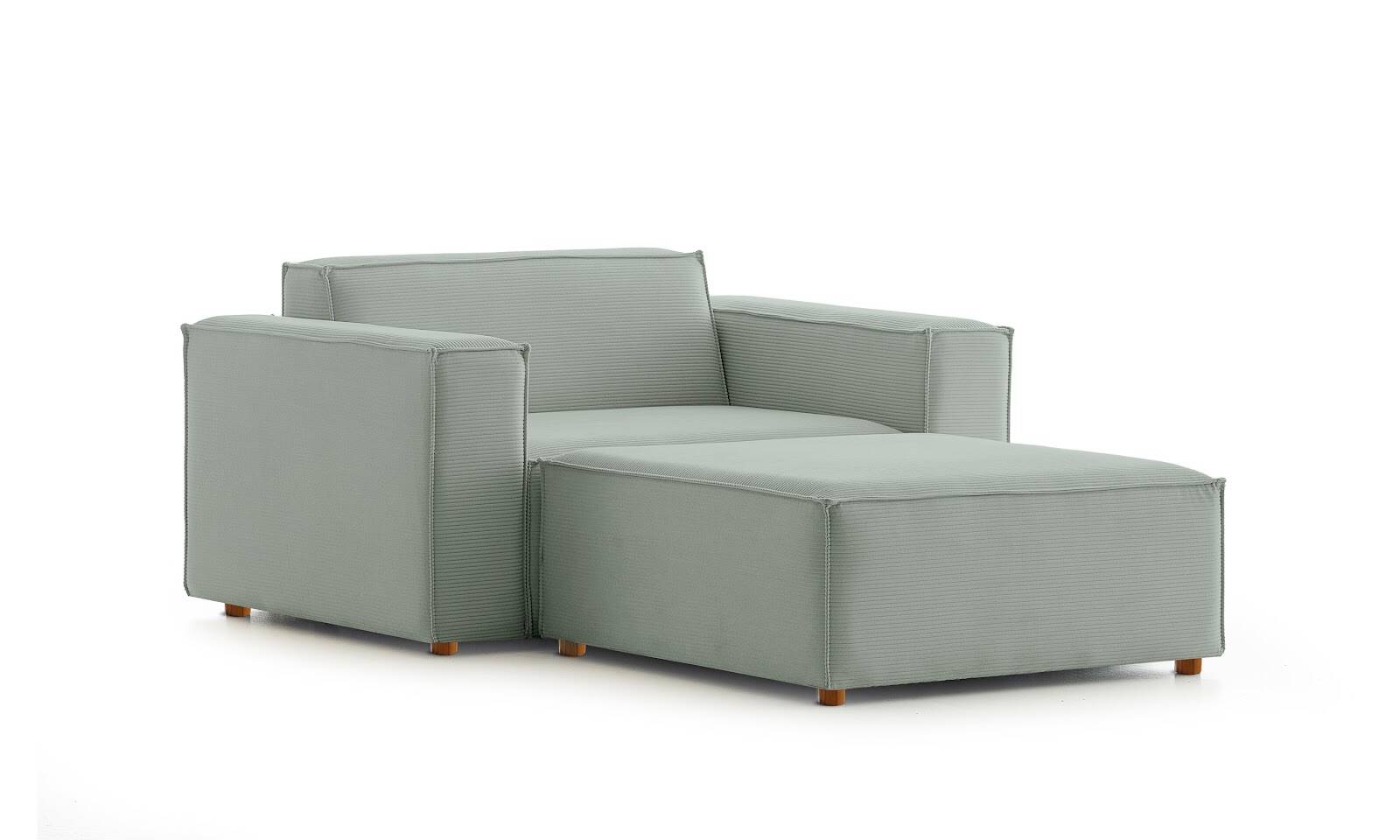 Asana Tekli Puf Fitilli Kadife Pastel Mavi - 4