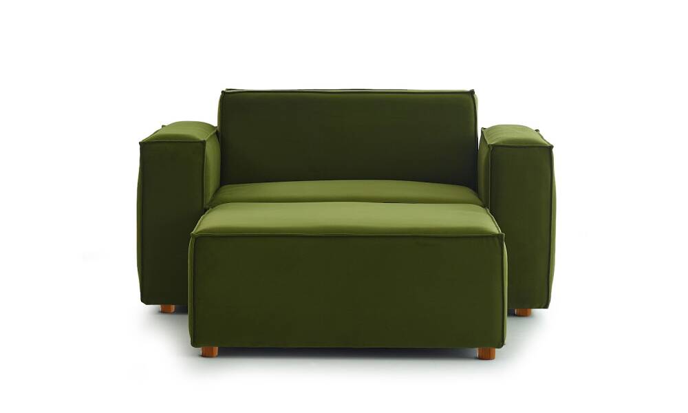 Asana Tekli Puf Kadife Yeşil