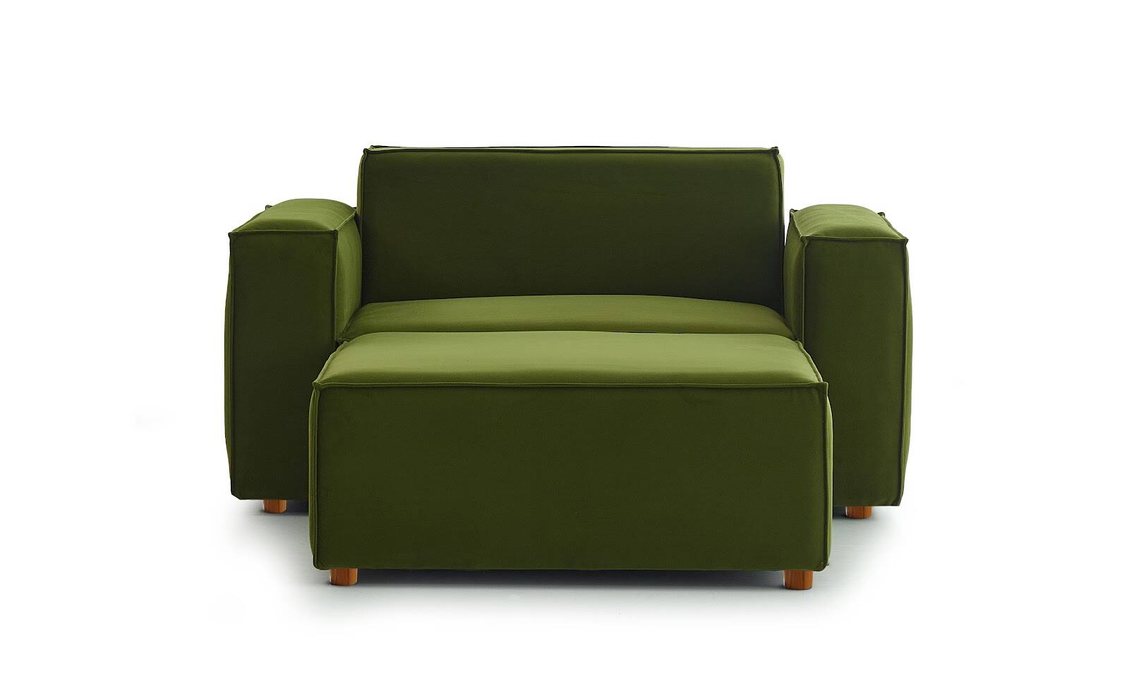 Asana Tekli Puf Kadife Yeşil - 1