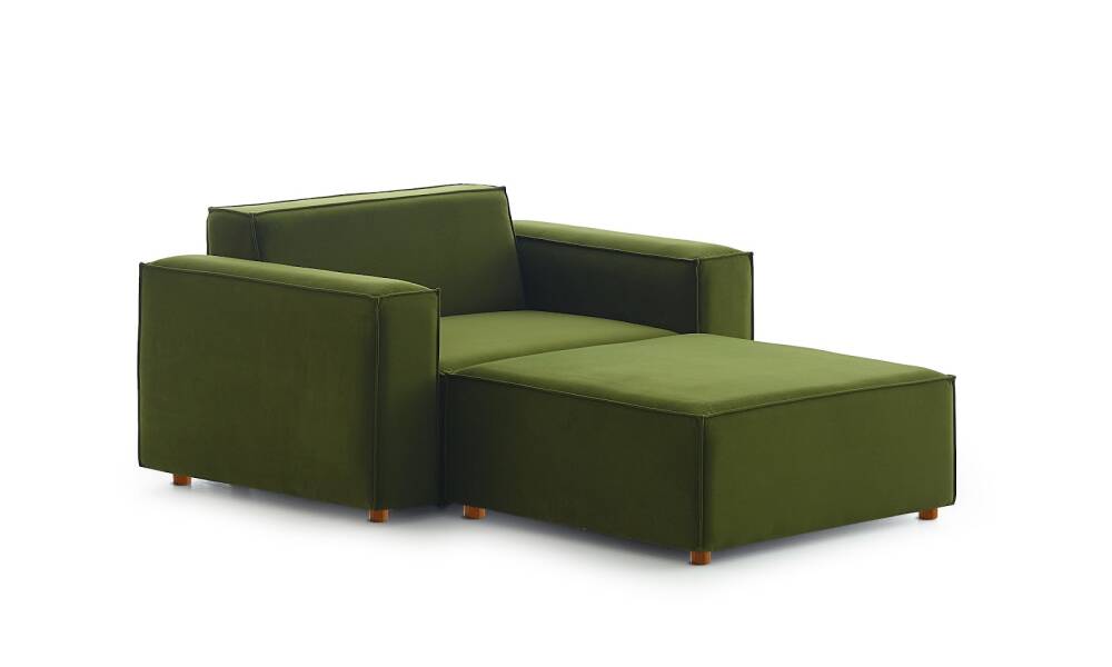 Asana Tekli Puf Kadife Yeşil - 4