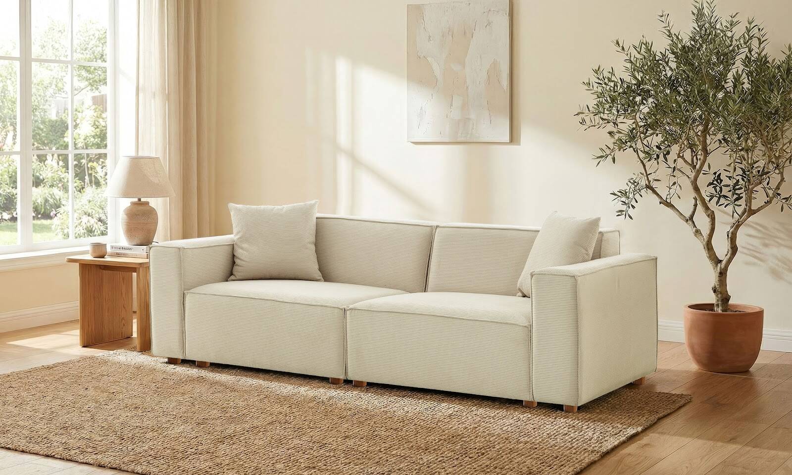 Asana Üçlü Fitilli Kadife Krem - 3