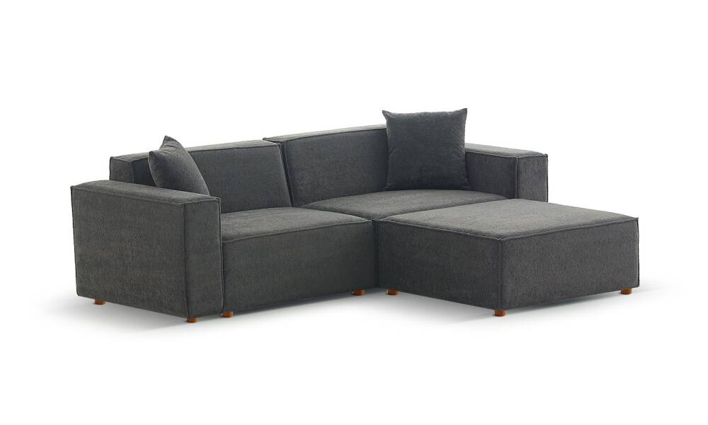 Asana Üçlü Puf Bukle Antrasit - 4