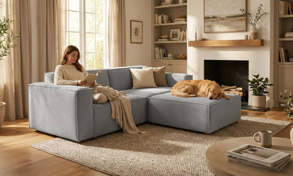 Asana Üçlü Puf Fitilli Kadife Gri (1)