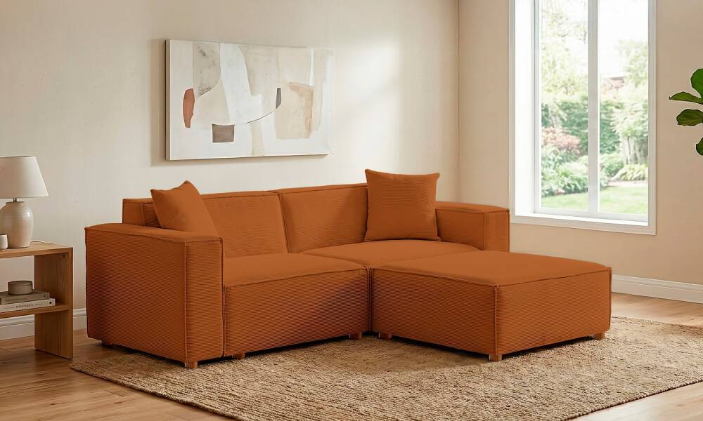 Asana Üçlü Puf Fitilli Kadife Kiremit (1)