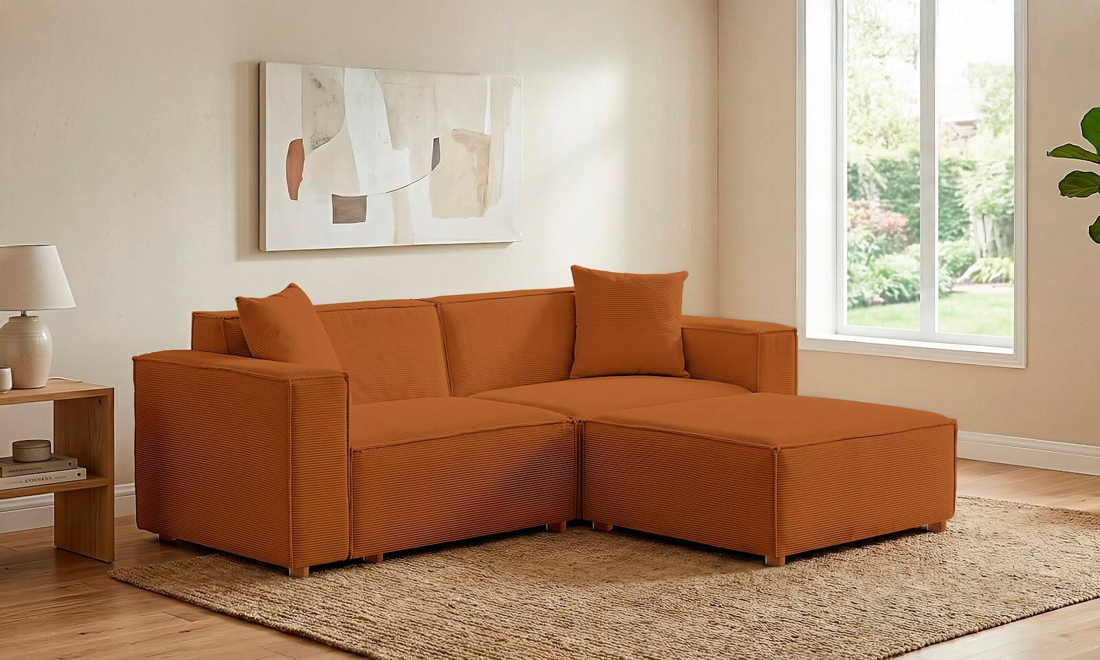 Asana Üçlü Puf Fitilli Kadife Kiremit - 2