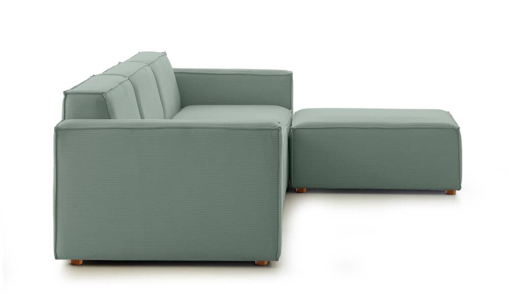 Asana Üçlü Puf Fitilli Kadife Pastel Mavi - 5