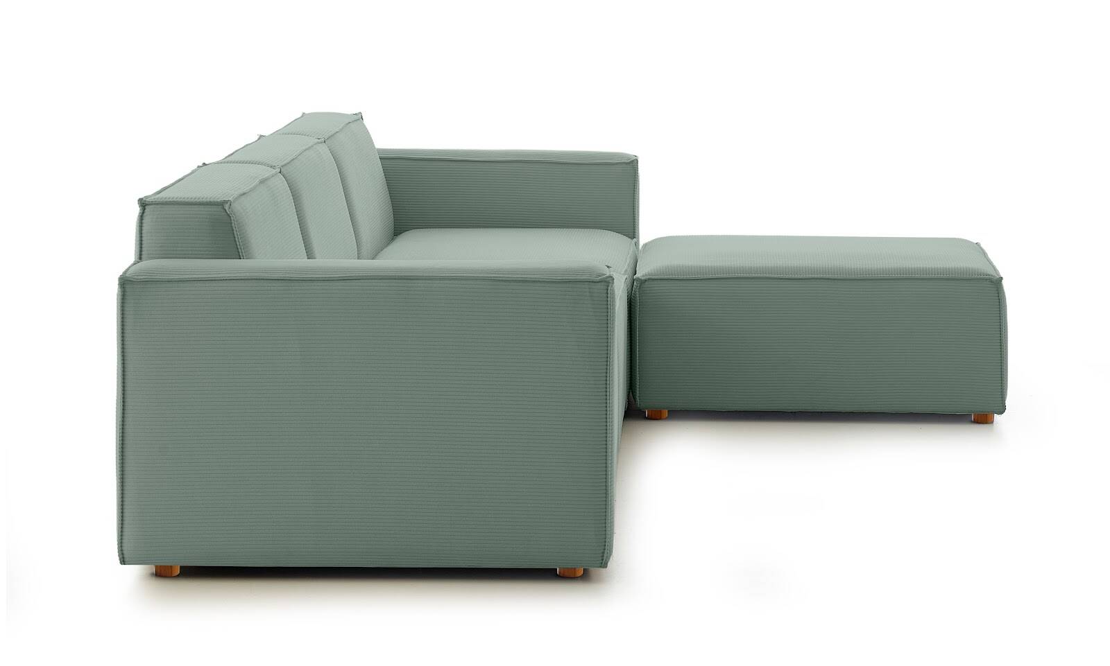 Asana Üçlü Puf Fitilli Kadife Pastel Mavi - 5