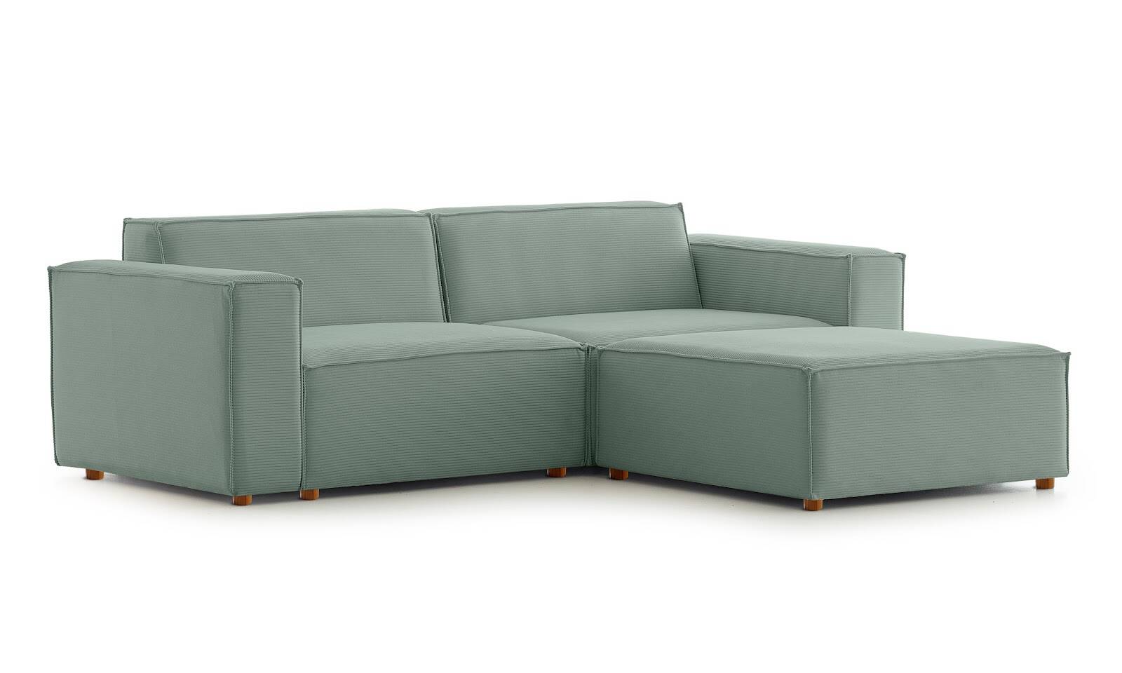 Asana Üçlü Puf Fitilli Kadife Pastel Mavi - 4