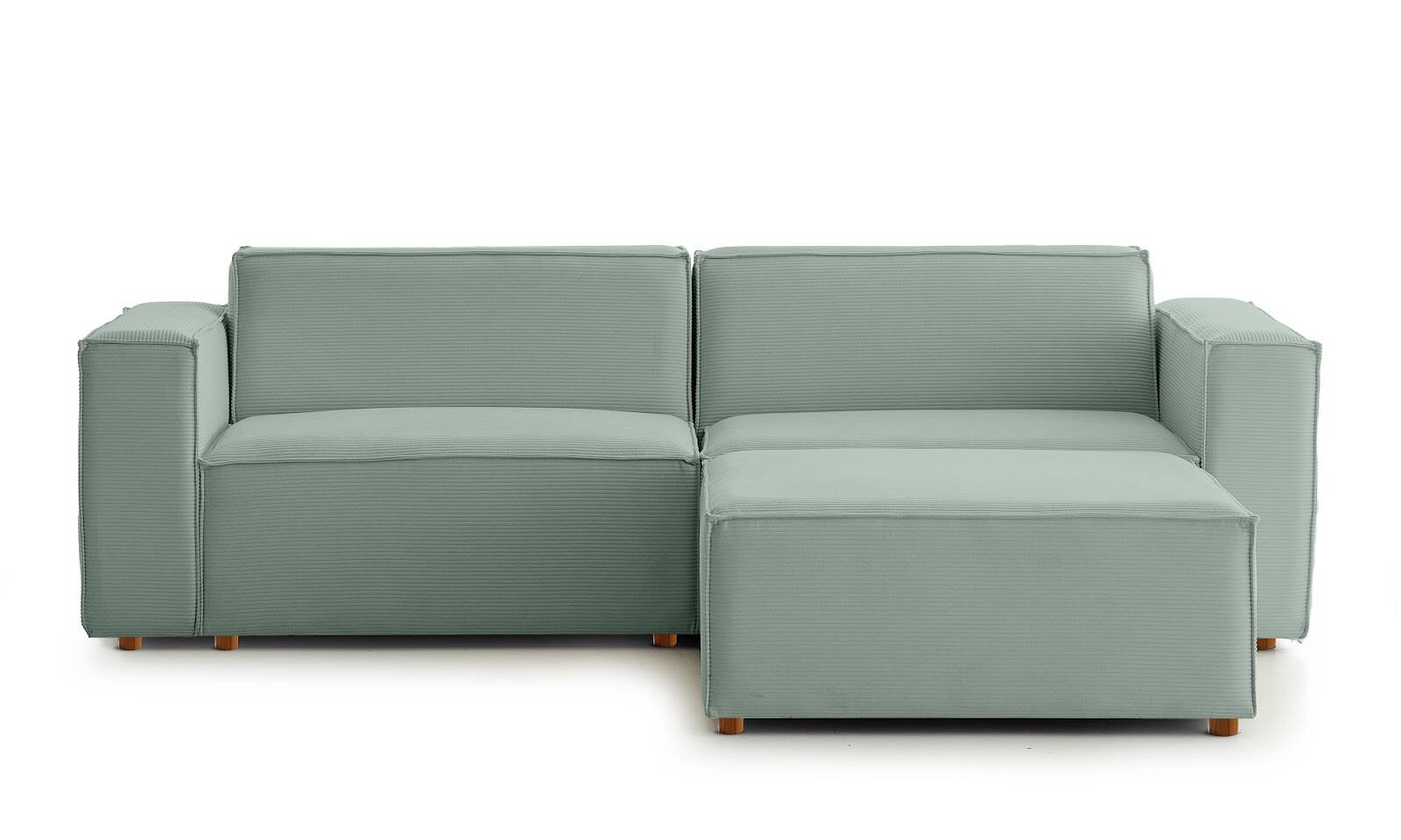 Asana Üçlü Puf Fitilli Kadife Pastel Mavi - 1