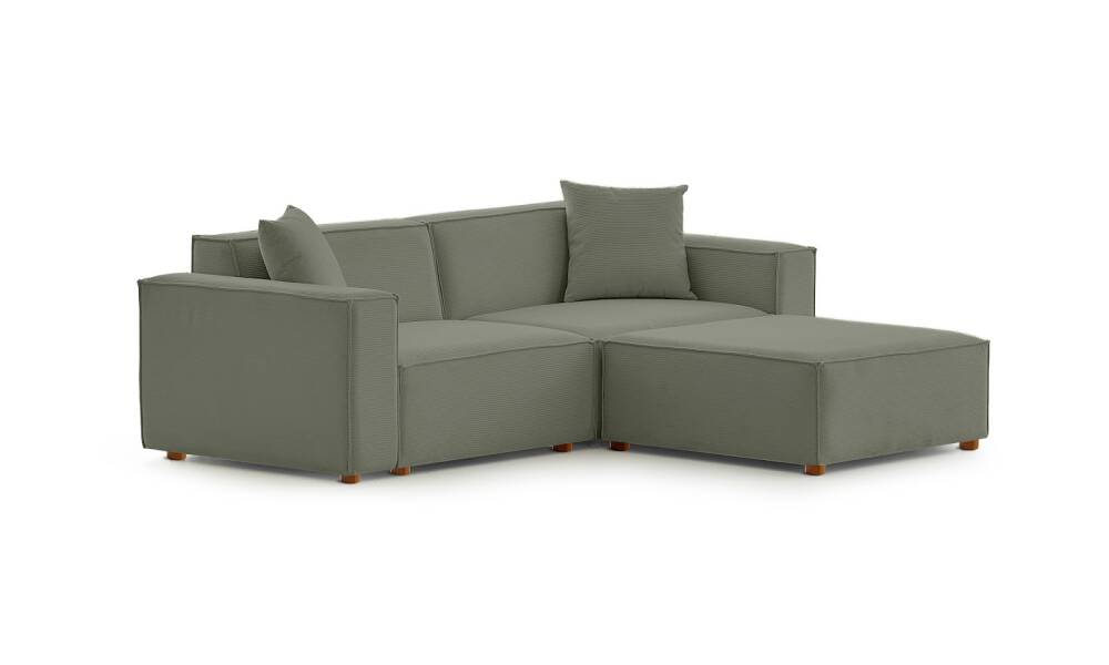 Asana Üçlü Puf Fitilli Kadife Su Yeşili - 3