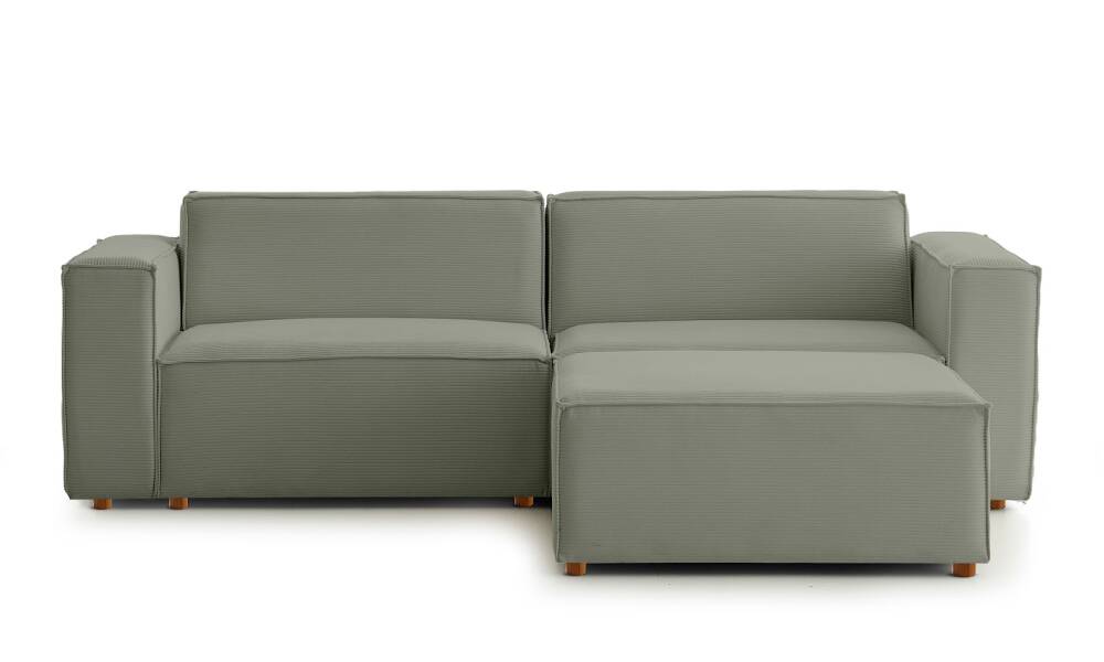 Asana Üçlü Puf Fitilli Kadife Su Yeşili