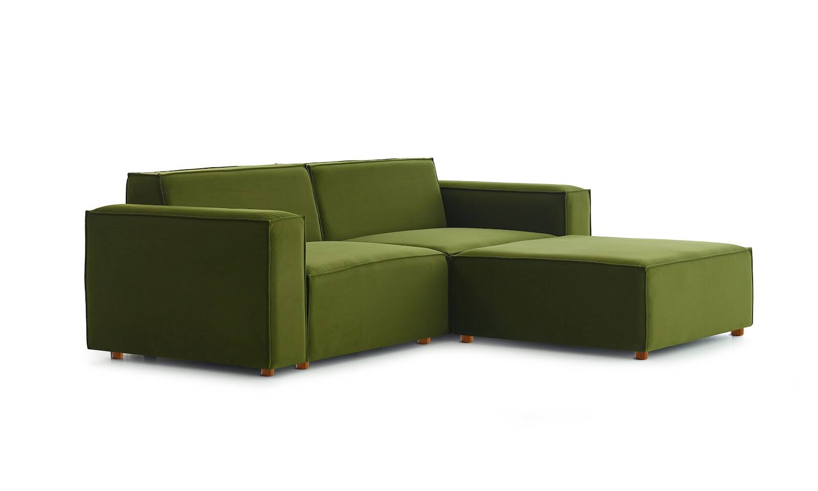 Asana Üçlü Puf Kadife Yeşil - 3